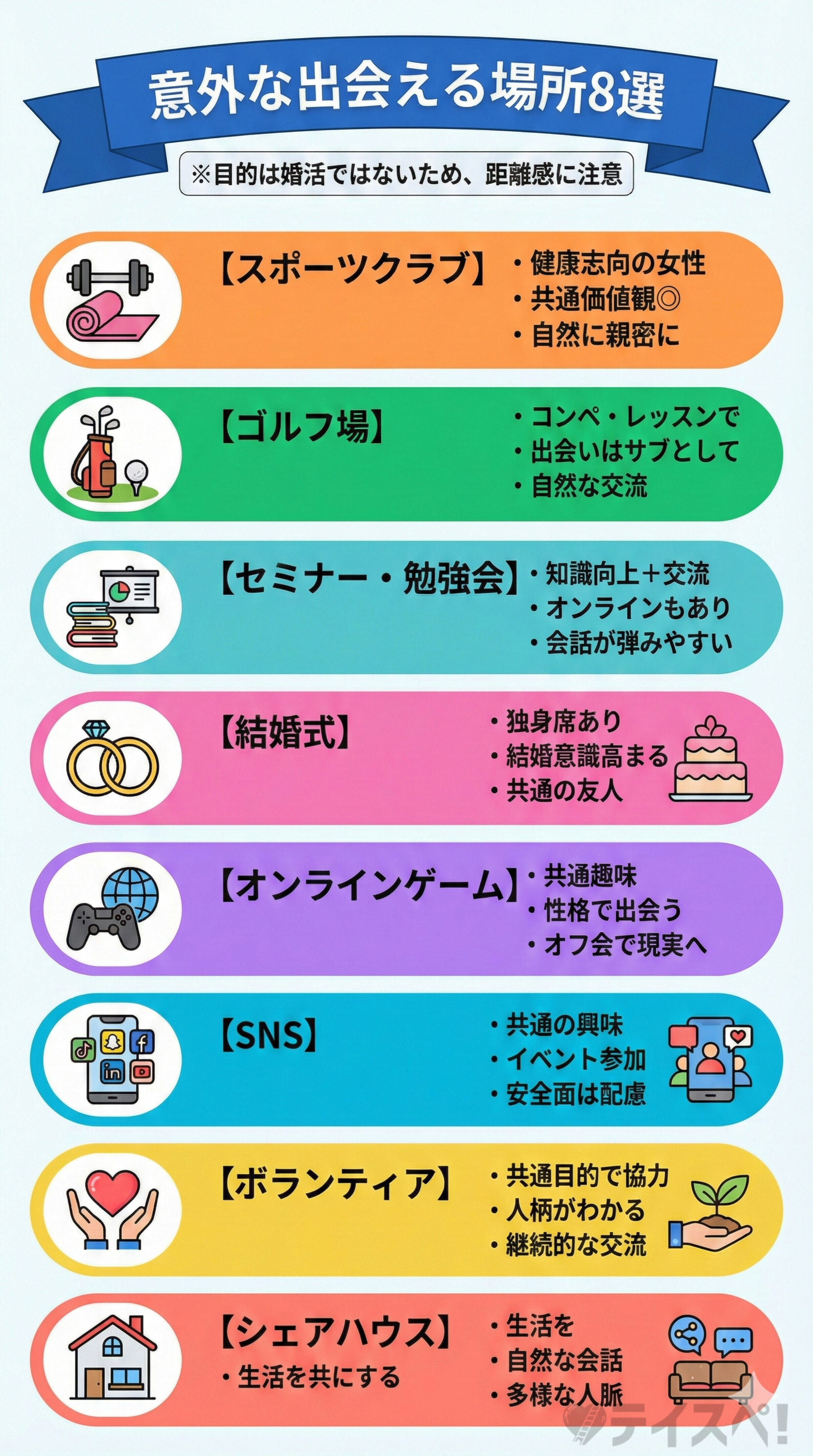 意外な出会える場所8選の図解