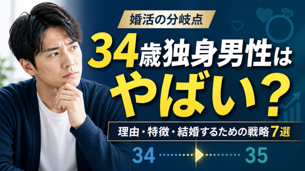 34歳独身男性が「やばい」理由｜特徴や結婚するための戦略7選を紹介のアイキャッチ画像