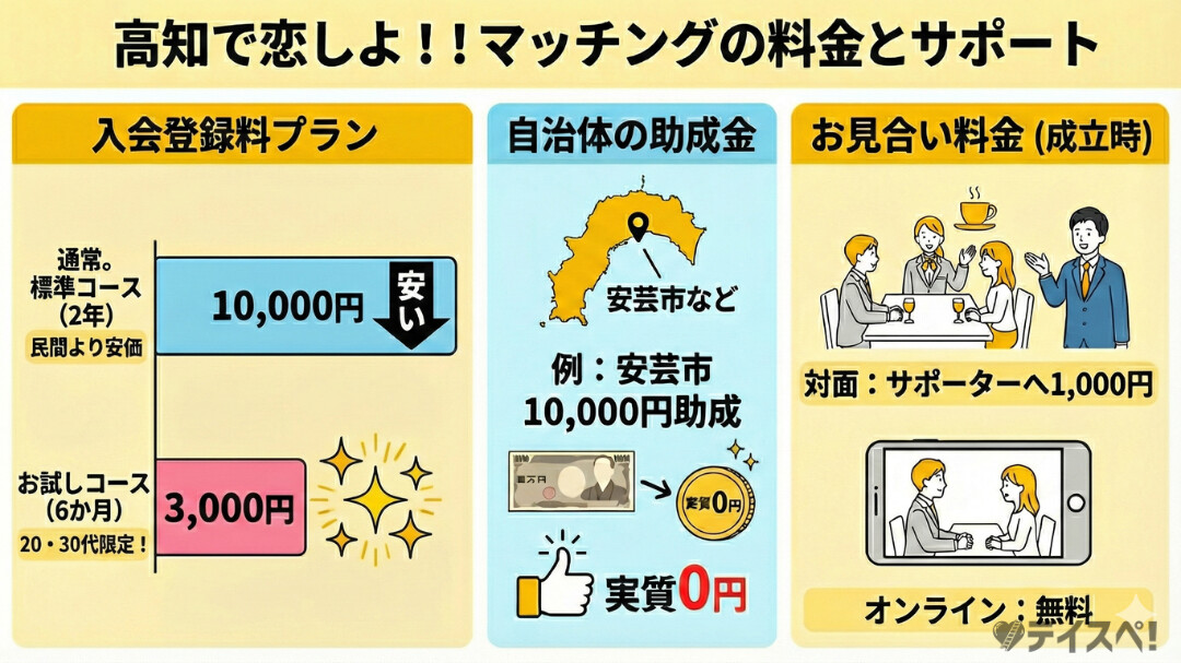 高知で恋しよ！マッチングの料金についての図解