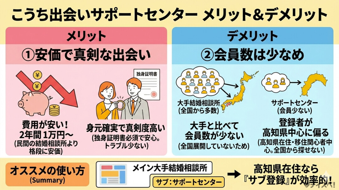 こうち出会いサポートセンターのメリットとデメリット