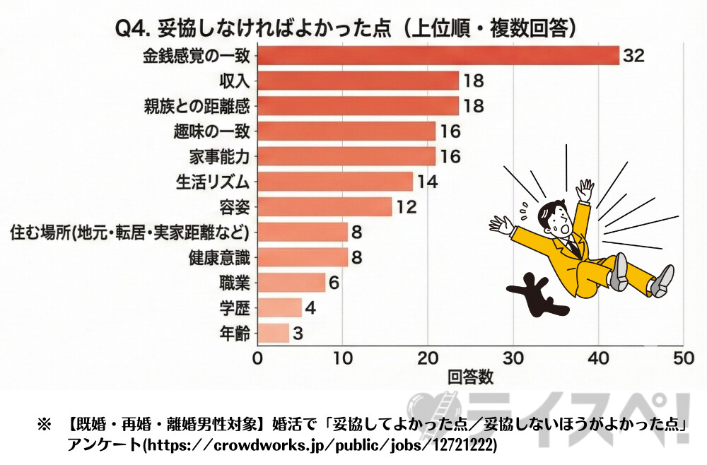 婚活で「妥協してよかった点/妥協しないほうがよかった点」アンケート:妥協してはいけない点