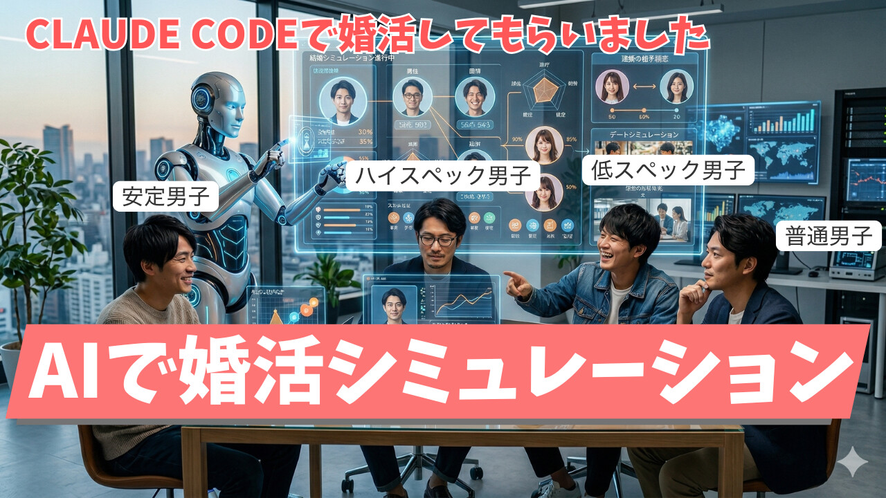 AIでマッチングアプリと結婚相談所どちらが結婚しやすいか1年間シミュレーションしてみた【Claude Code】