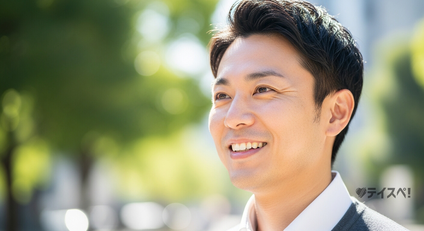 笑顔の男性・前向きなイメージ