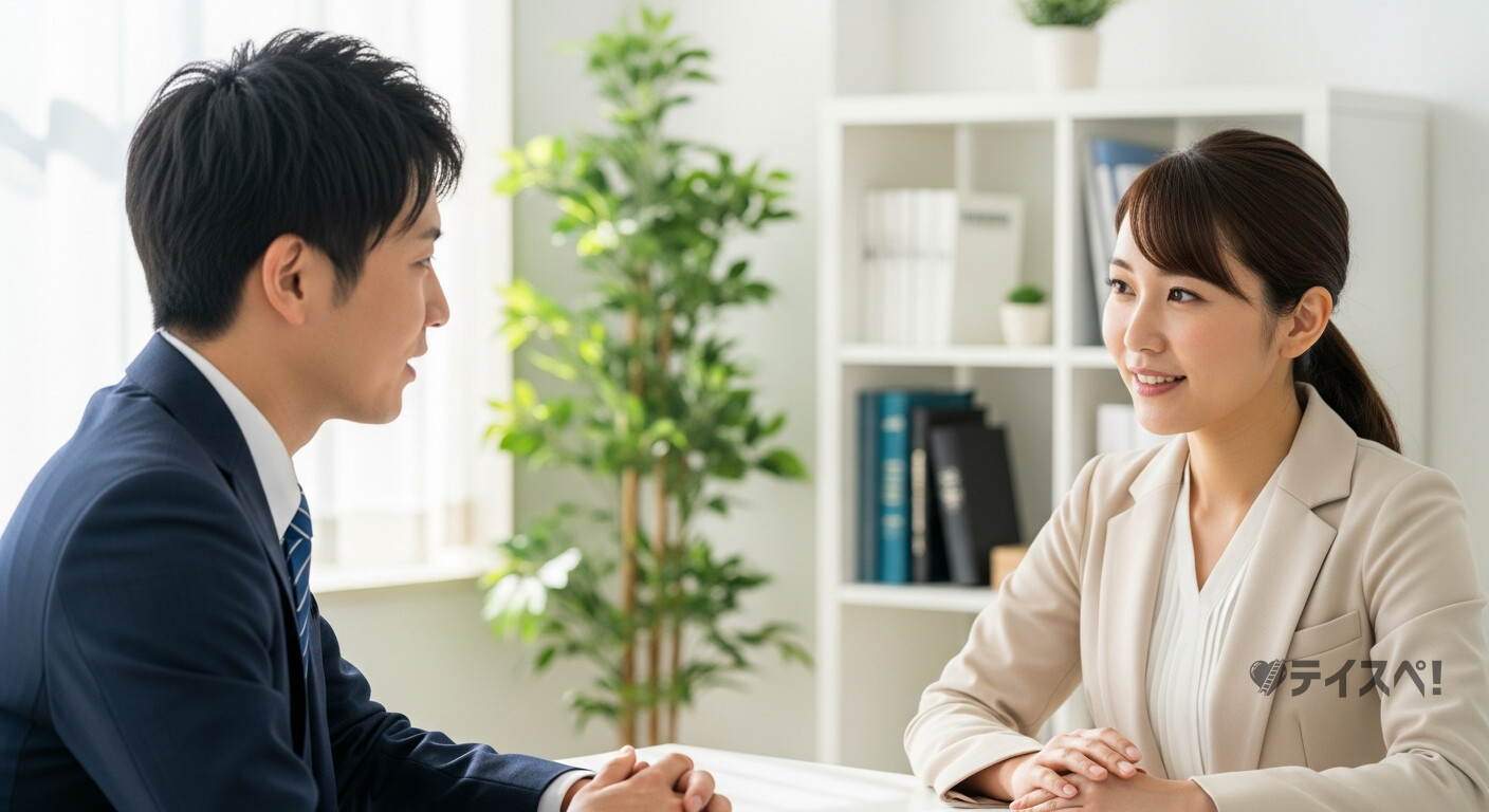 カウンセラーと男性が相談するイメージ