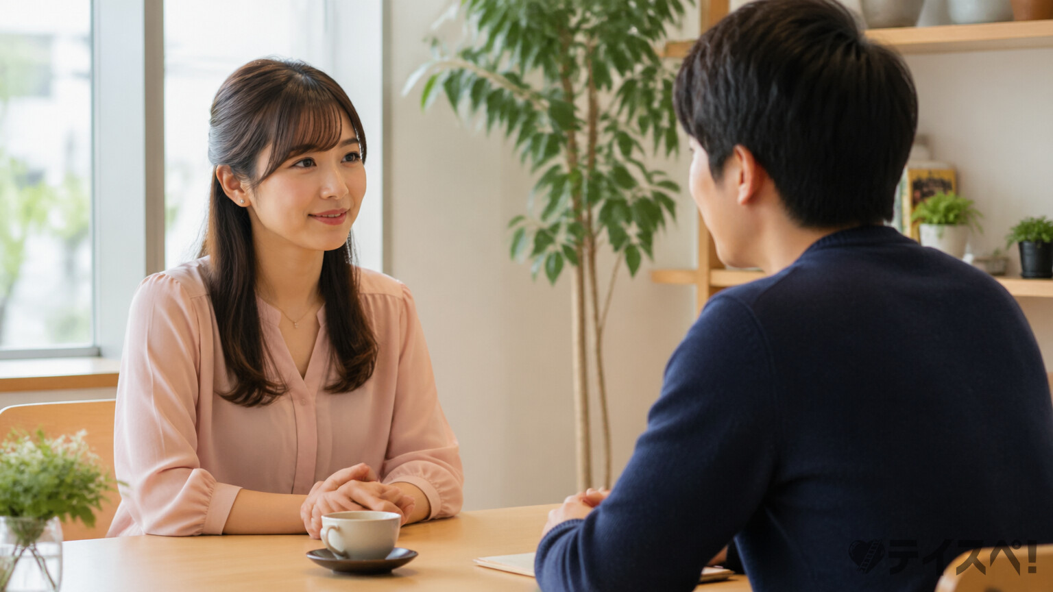 婚活サロンCocoMarryで無料相談を受ける30代男性とカウンセラー