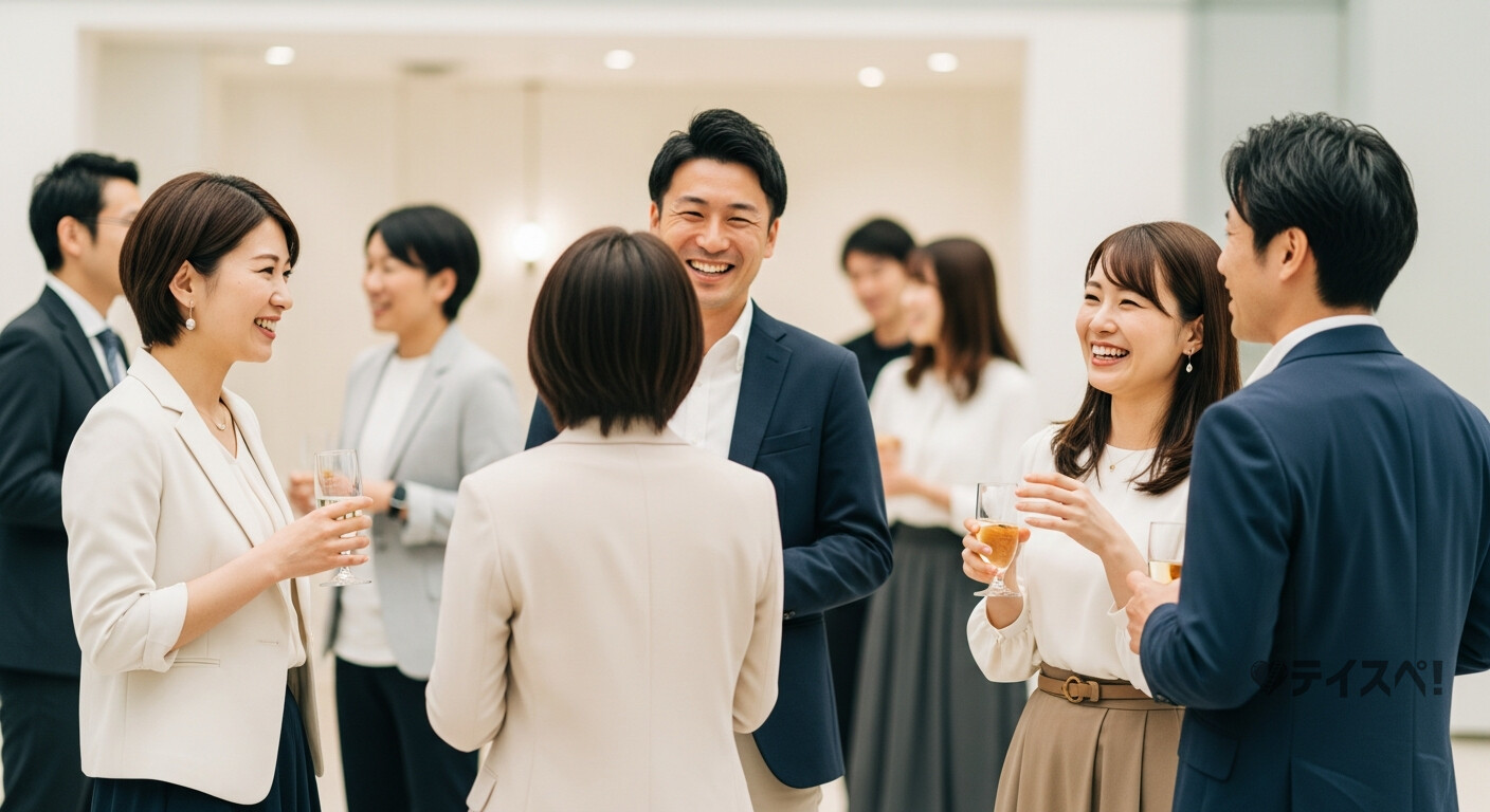 婚活パーティーで和やかに会話する男女のイメージ写真