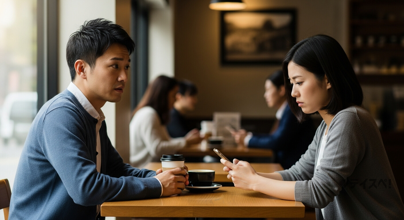 マッチングアプリで本気度の低い相手と出会ってしまい困惑する30代男性のイメージ写真
