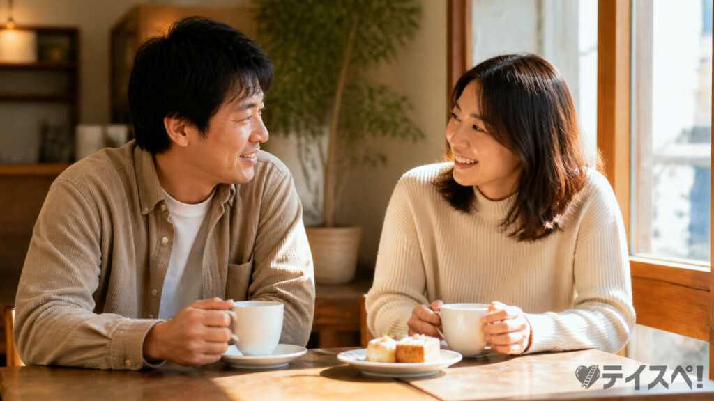 婚活を経て幸せなカップルとなった男女の日常のひとこまをイメージした写真