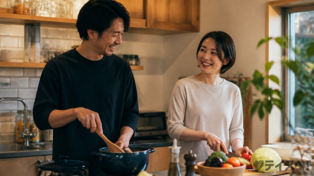 夫婦のキッチンシーン