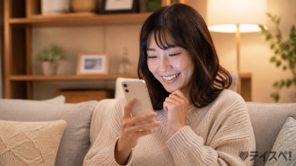 マッチングに喜ぶ女性