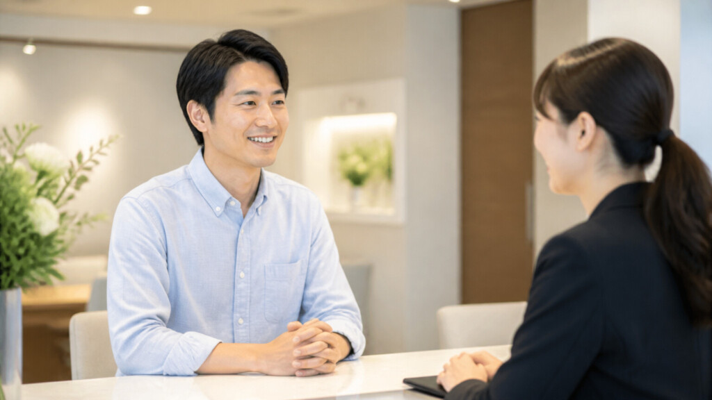 結婚相談所の無料カウンセリングを受ける男性