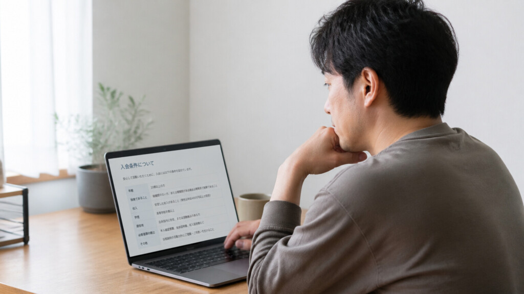 結婚相談所の入会資格を確認している男性