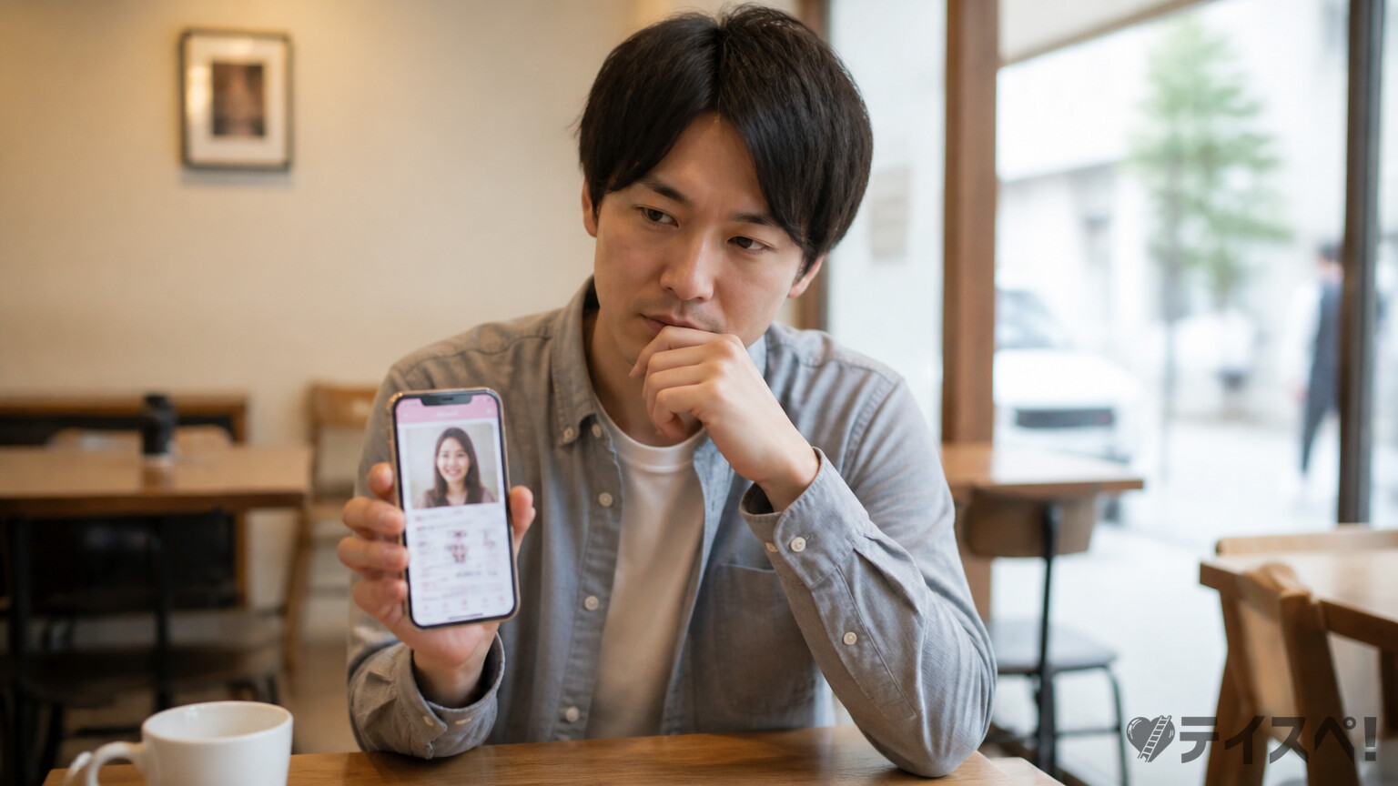マッチングアプリで相手を吟味している30代男性